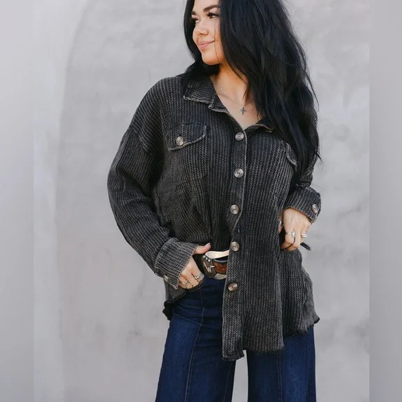 BKE Waffle Boyfriend Shacket - Picture 3 of 11